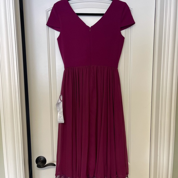 Dress the Population Corey Dark Magenta Fit & Flare Dress - Picture 4 of 10